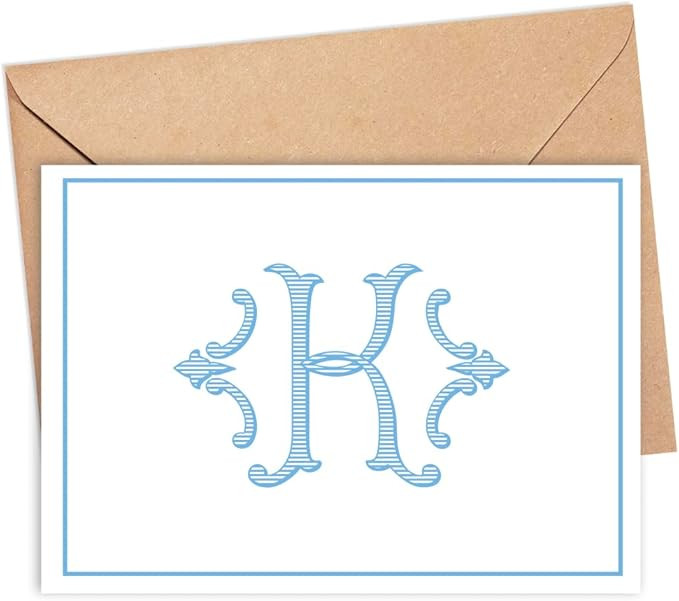 Monogram Note Cards, Personalized Monogrammed Stationery, Single Letter Monogram, Folded Blank Fo... | Amazon (US)