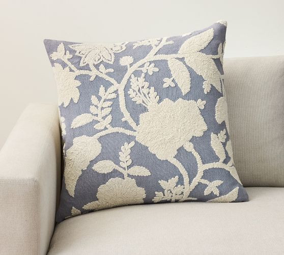 Florence Floral Embroidered Pillow | Pottery Barn (US)
