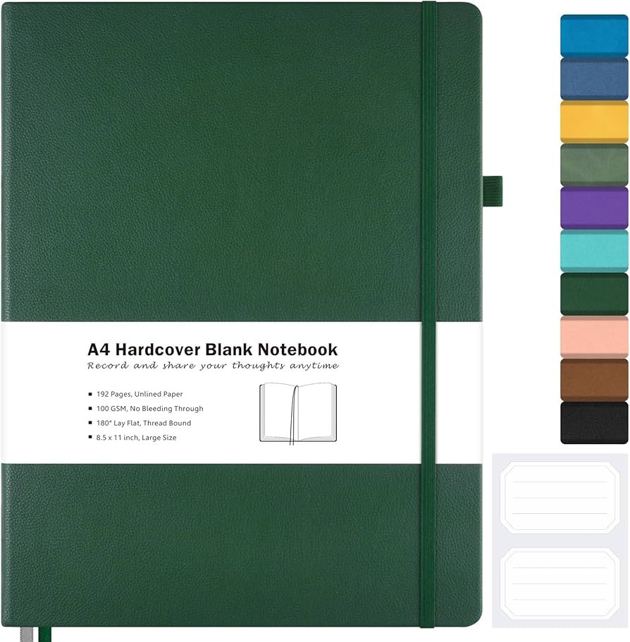 Blank Notebook, Hardcover Sketch Book, 8.5" x 11" Large Blank Journal, No Bleed Thick Paper Sketc... | Amazon (US)