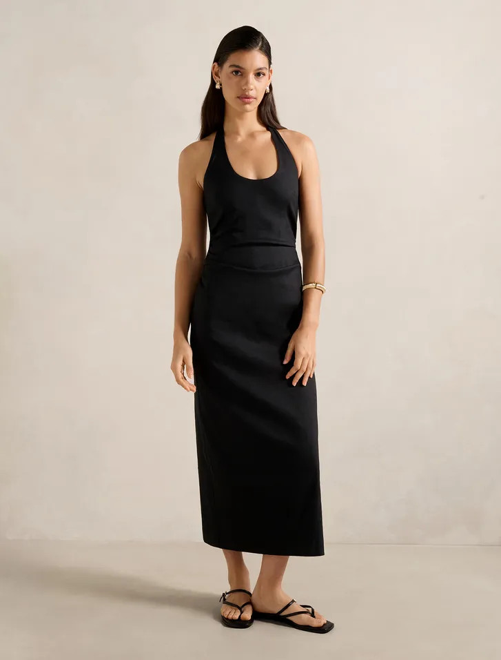 Esmee U-Neck Stretch Linen Midi Dress | Forever New (AU)