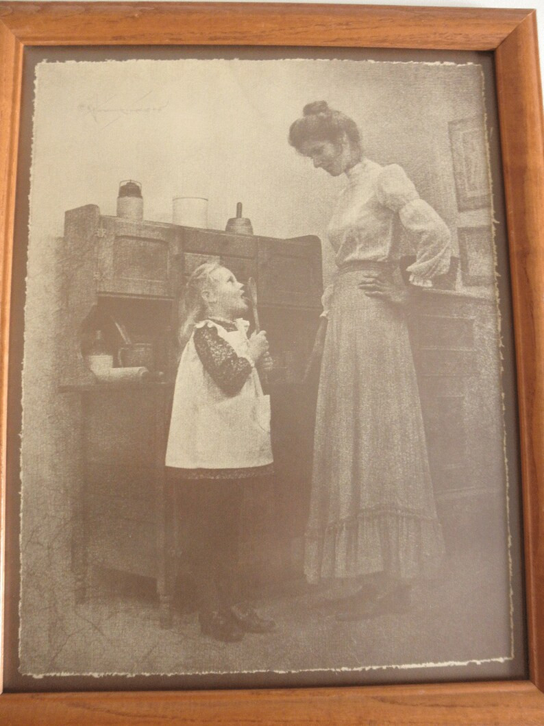 Vintage 70's R. Hendrickson 11 X 14 Sepia Photo Print Victorian Old Fashioned Kitchen, Child Lick... | Etsy (US)