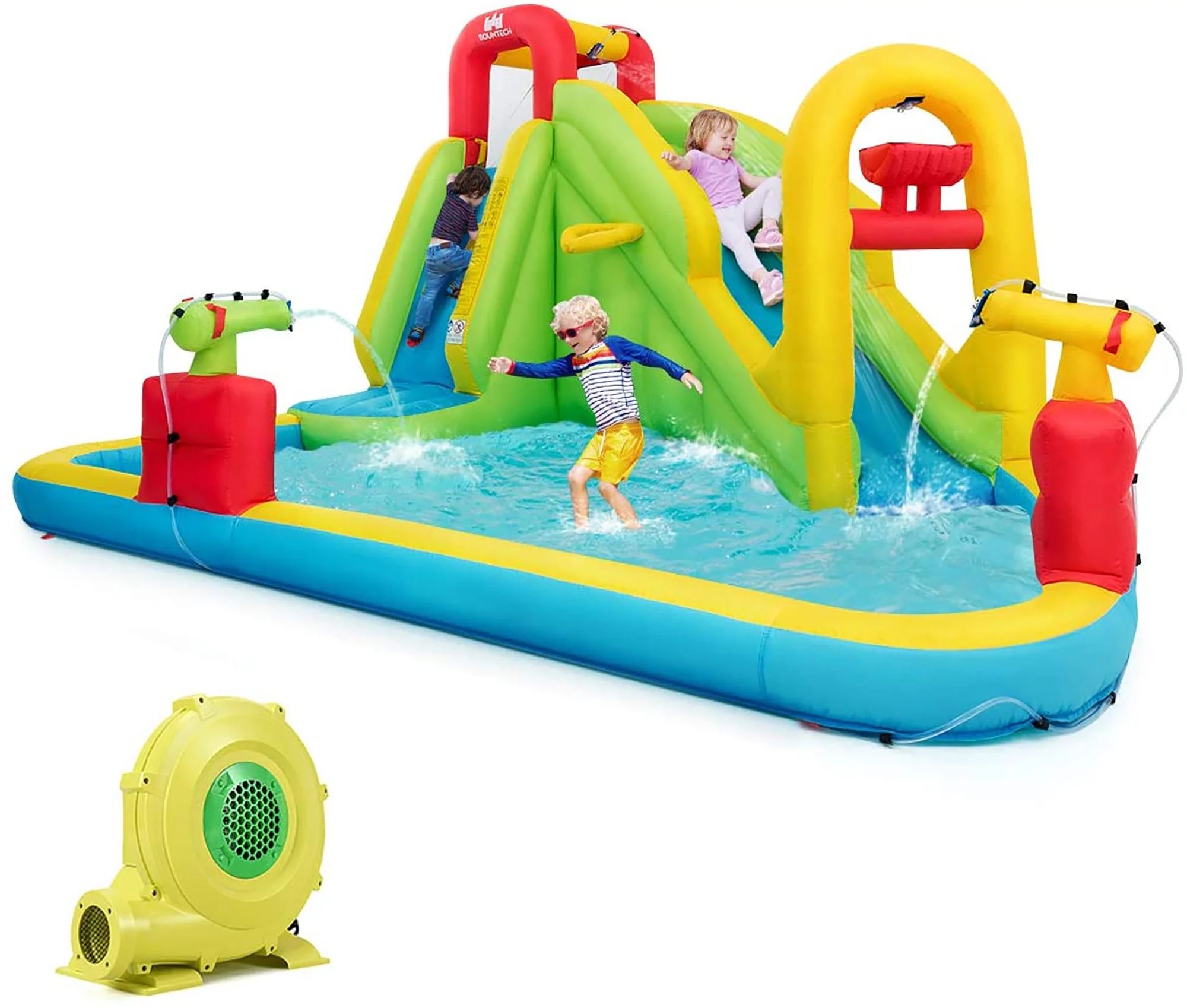 Costway Inflatable Water Slide Kids Splash Pool Bounce House with 480w Blower - Walmart.com | Walmart (US)