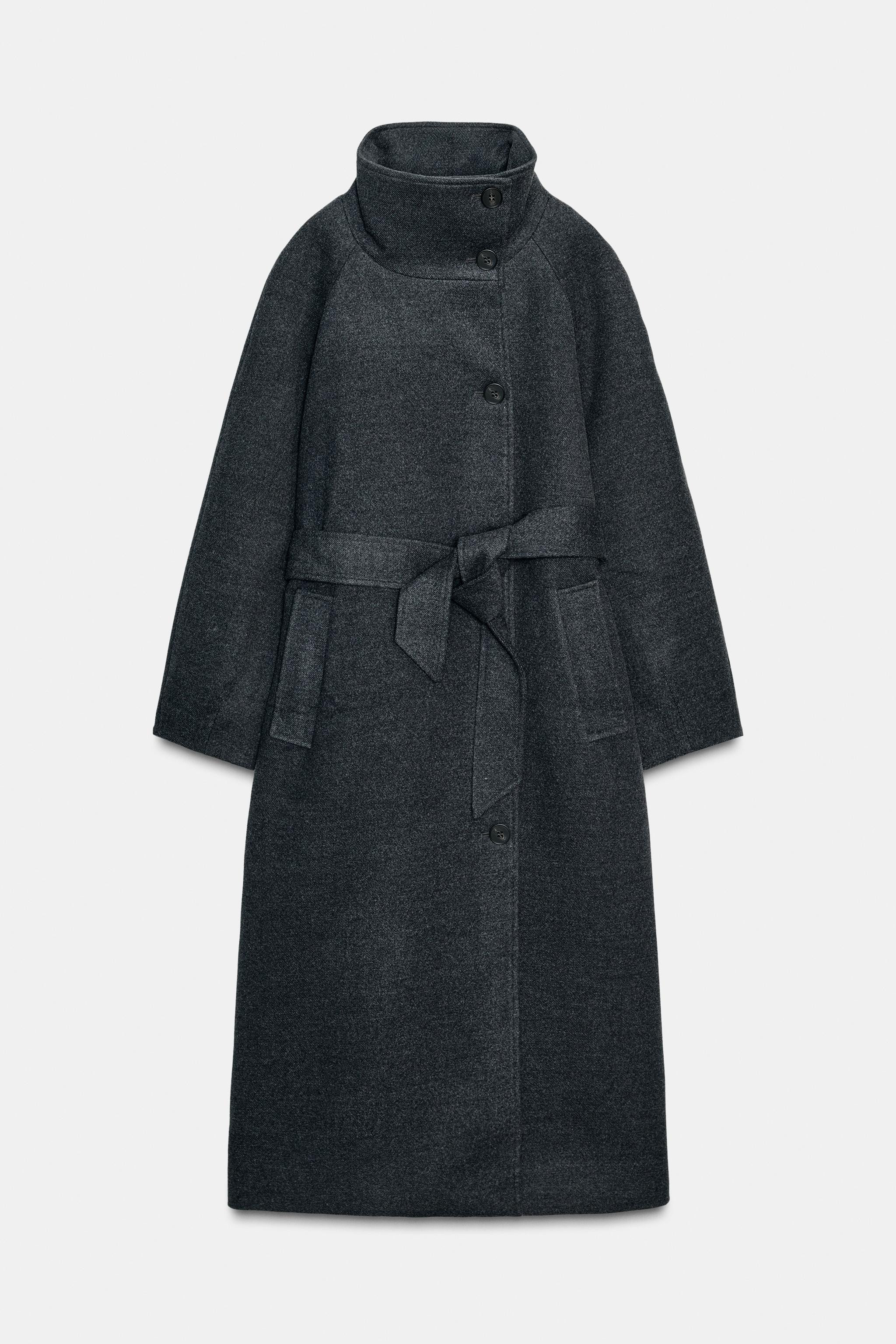 SOFT HIGH-NECK COAT WITH BELT | Zara UK