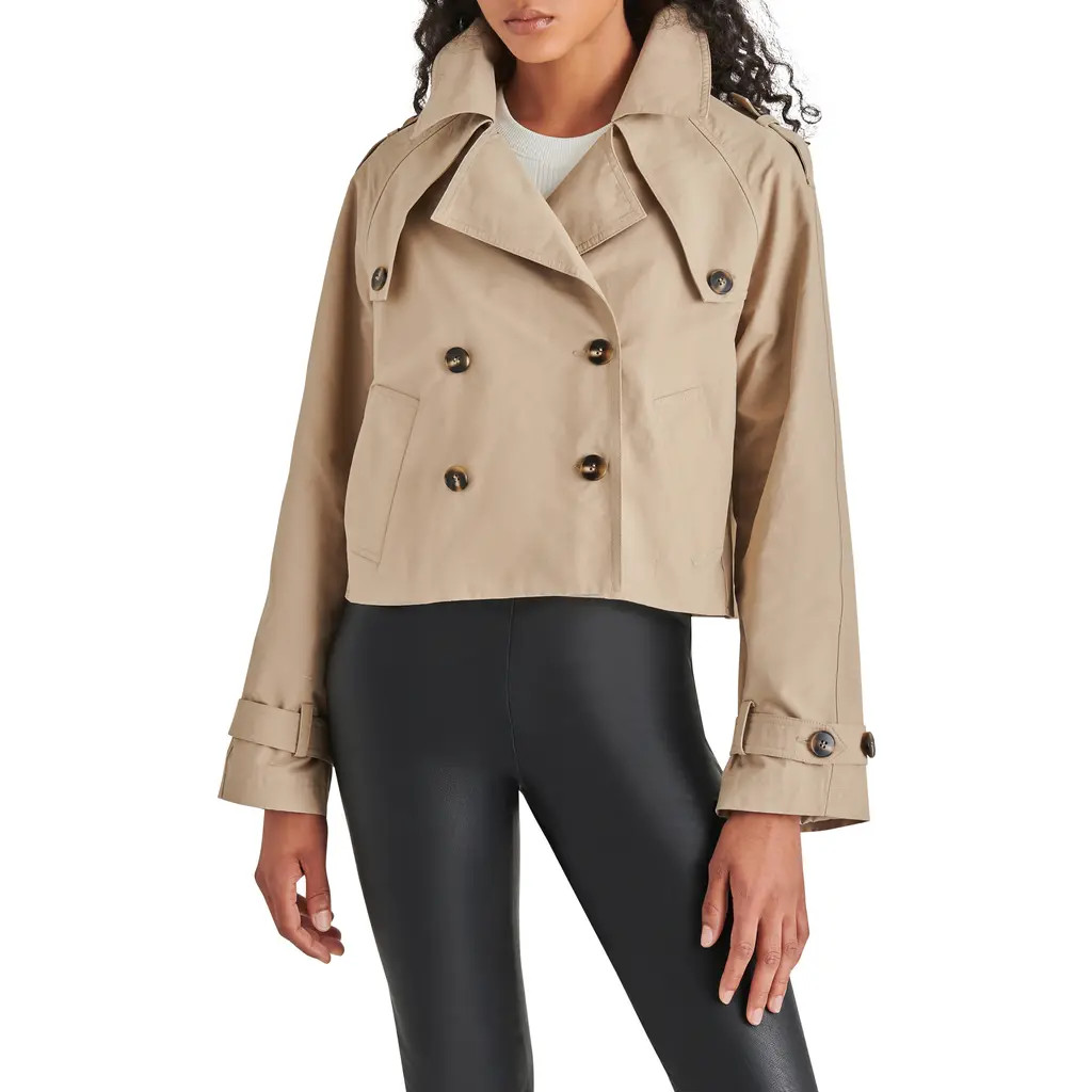 Steve Madden Sirus Crop Trench Coat in Khaki at Nordstrom Rack, Size X-Small | Nordstrom Rack