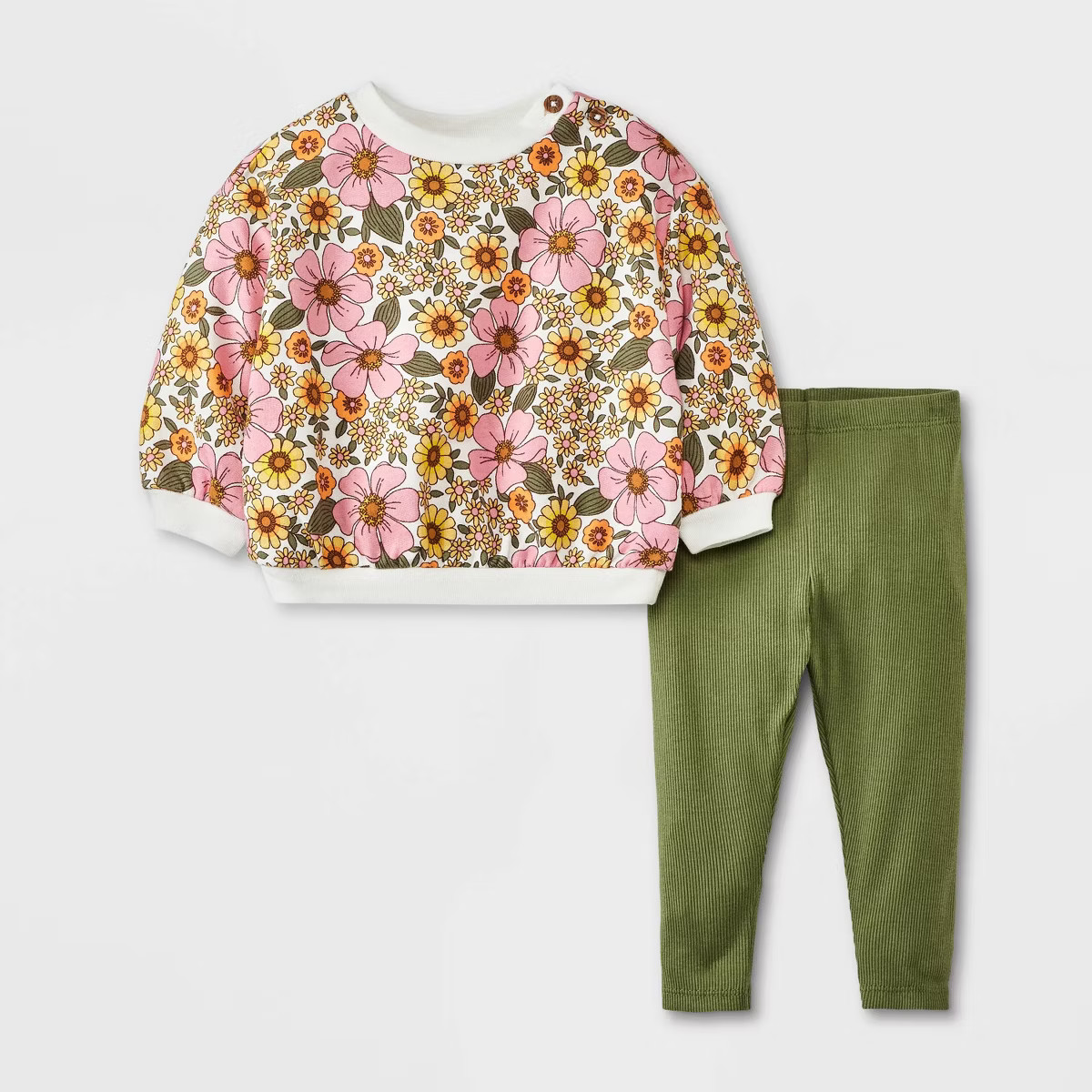 Baby Girls' Fleece Sweatshirt & Ribbed Leggings - Cat & Jack™ | Target