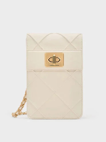 Cream Eleni Quilted Elongated Crossbody Bag | CHARLES & KEITH UK | Charles & Keith UK