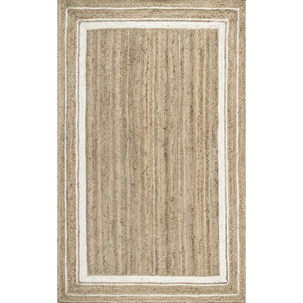 Ankita Bordered Jute Area Rug for Dining Room Living Room Kitchen, Off White/Natural | Wayfair North America