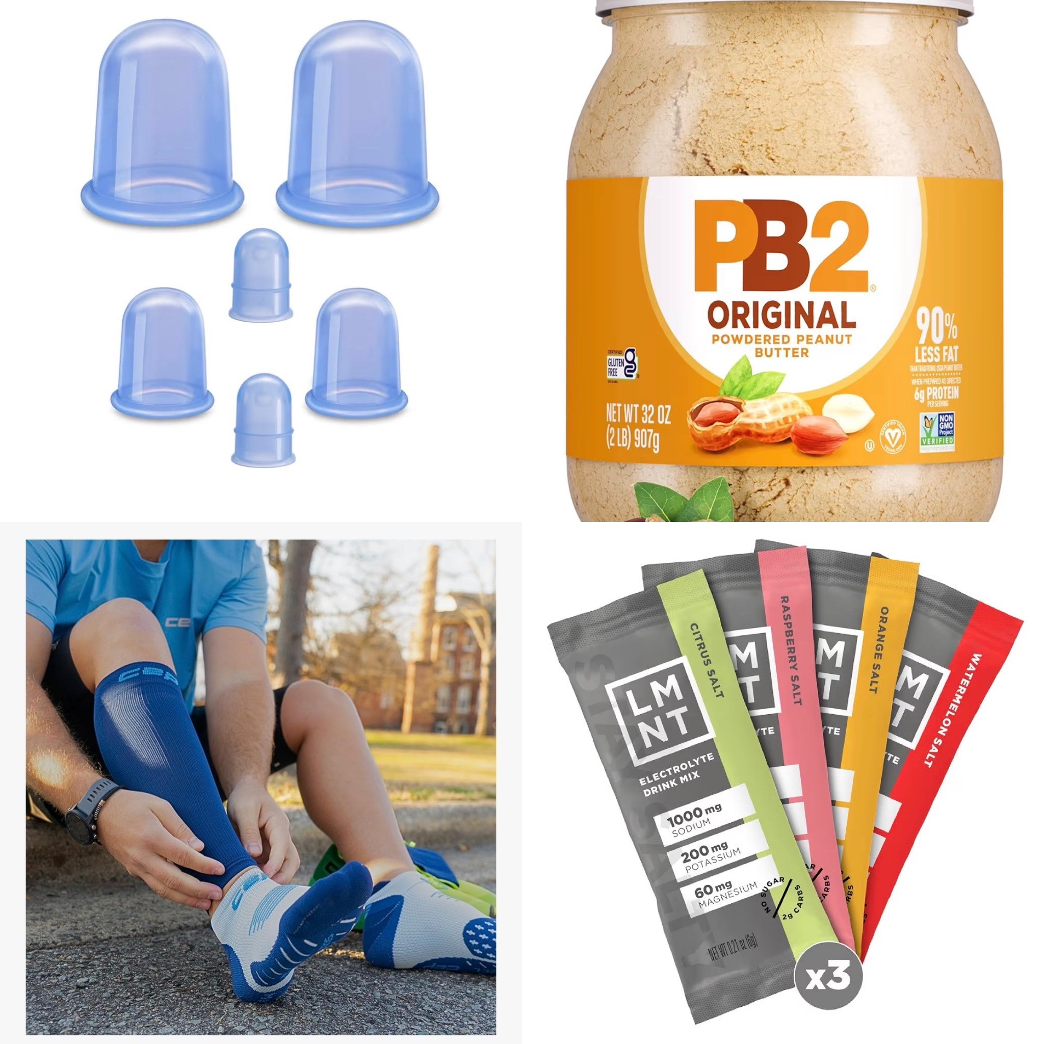 - stop paying for cupping, it’s so easy to do at home 
- pb powder is great yogurt with dark chocolate frozen on top 
- worlds best compression sleeves 
- yummiest electrolytes and no added sugar 

#LTKGiftGuide