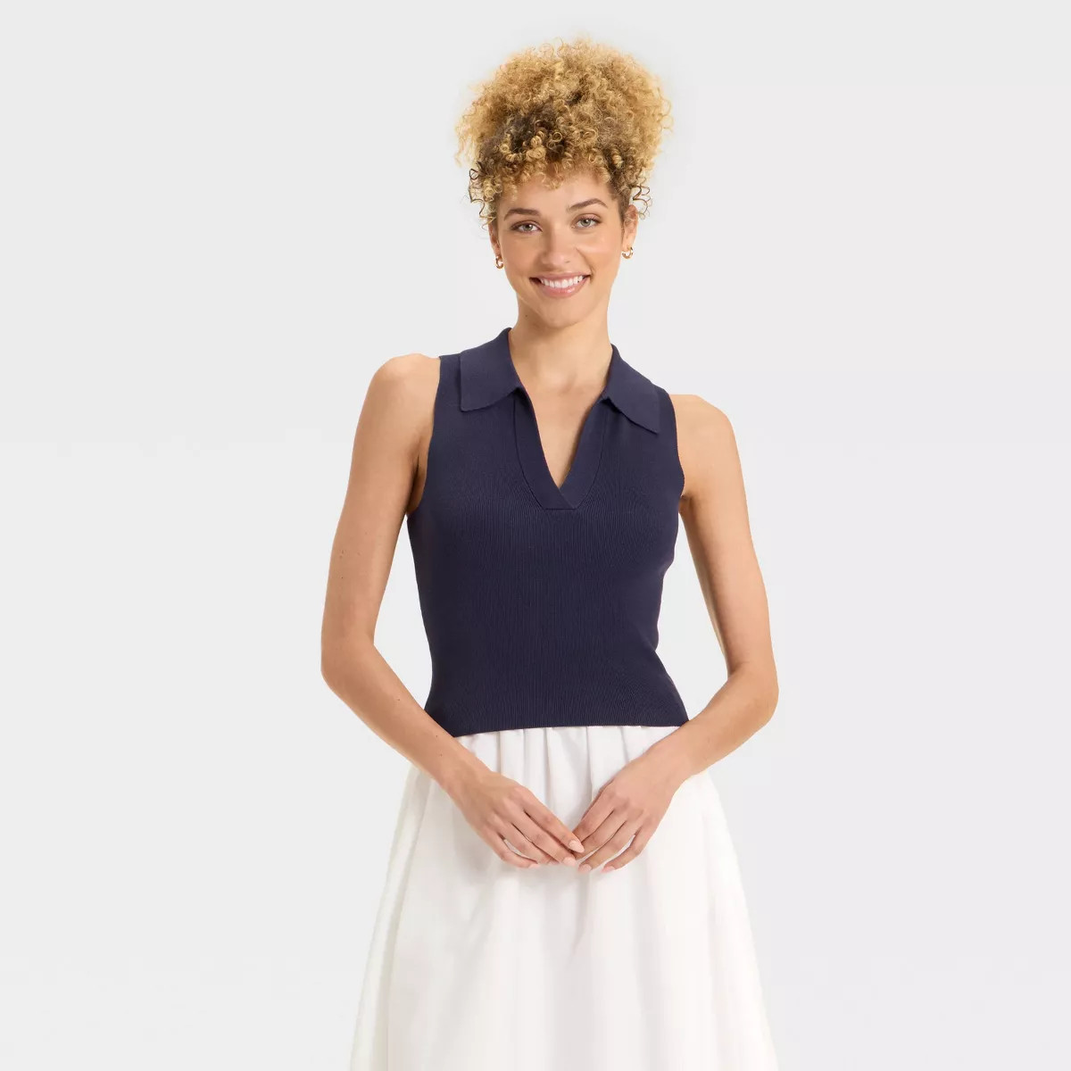 Women's Polo Collar Pullover Sweater Tank - A New Day™ Mint 3X: Sleeveless Lightweight Viscose ... | Target