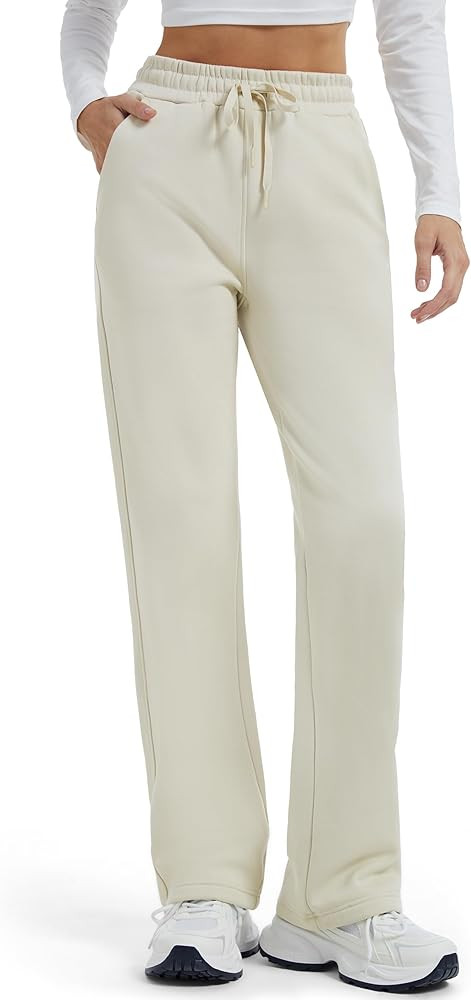 Tall Womens 32"/34"/36" Inseam Fleece Lined Sweatpants Straight Leg Thermal Casual Lounge Sweat P... | Amazon (US)