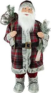 Northlight Alpine Chic Standing Santa Claus with Frosted Pine Snowshoes and Skis Christmas Figure... | Amazon (US)