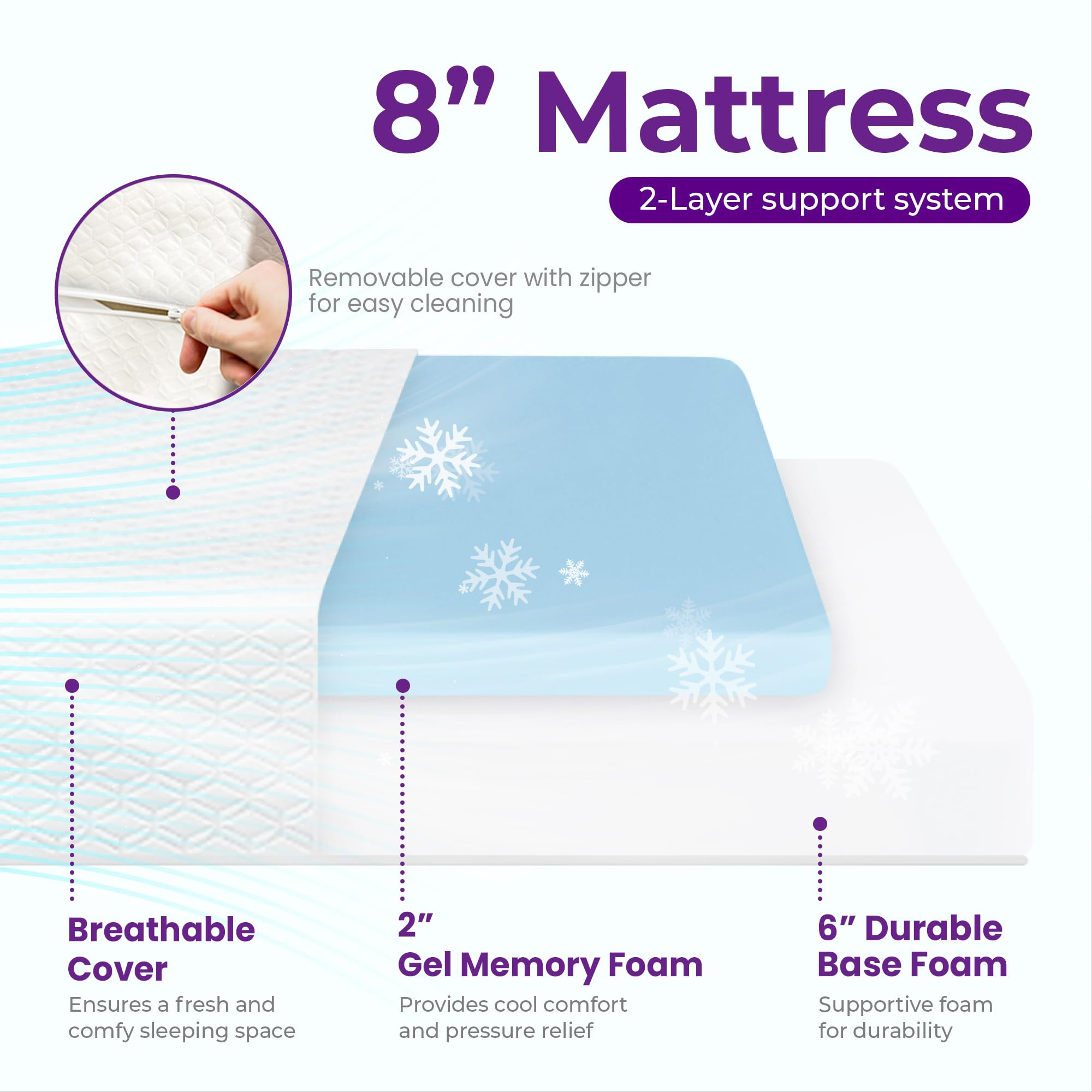 GAESTE 8 Inch Full Cooling Gel Memory Foam Mattress for Cool Sleep Medium Firm CertiPUR-US Certif... | Amazon (US)