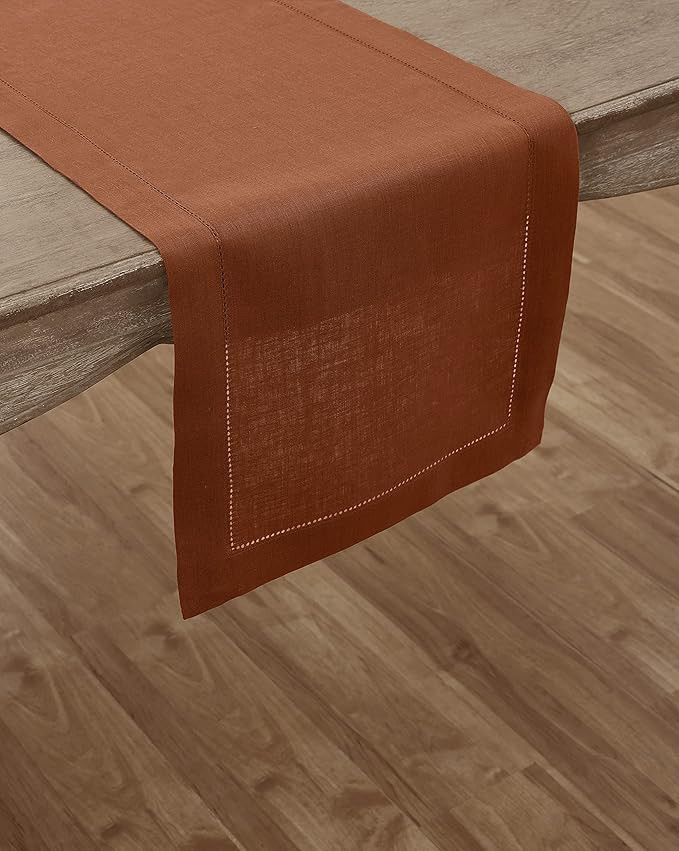 Solino Home Hemstitch Table Runner – 100% Pure Linen, 14 x 90 Inch Halloween Table Runner Cinna... | Amazon (US)