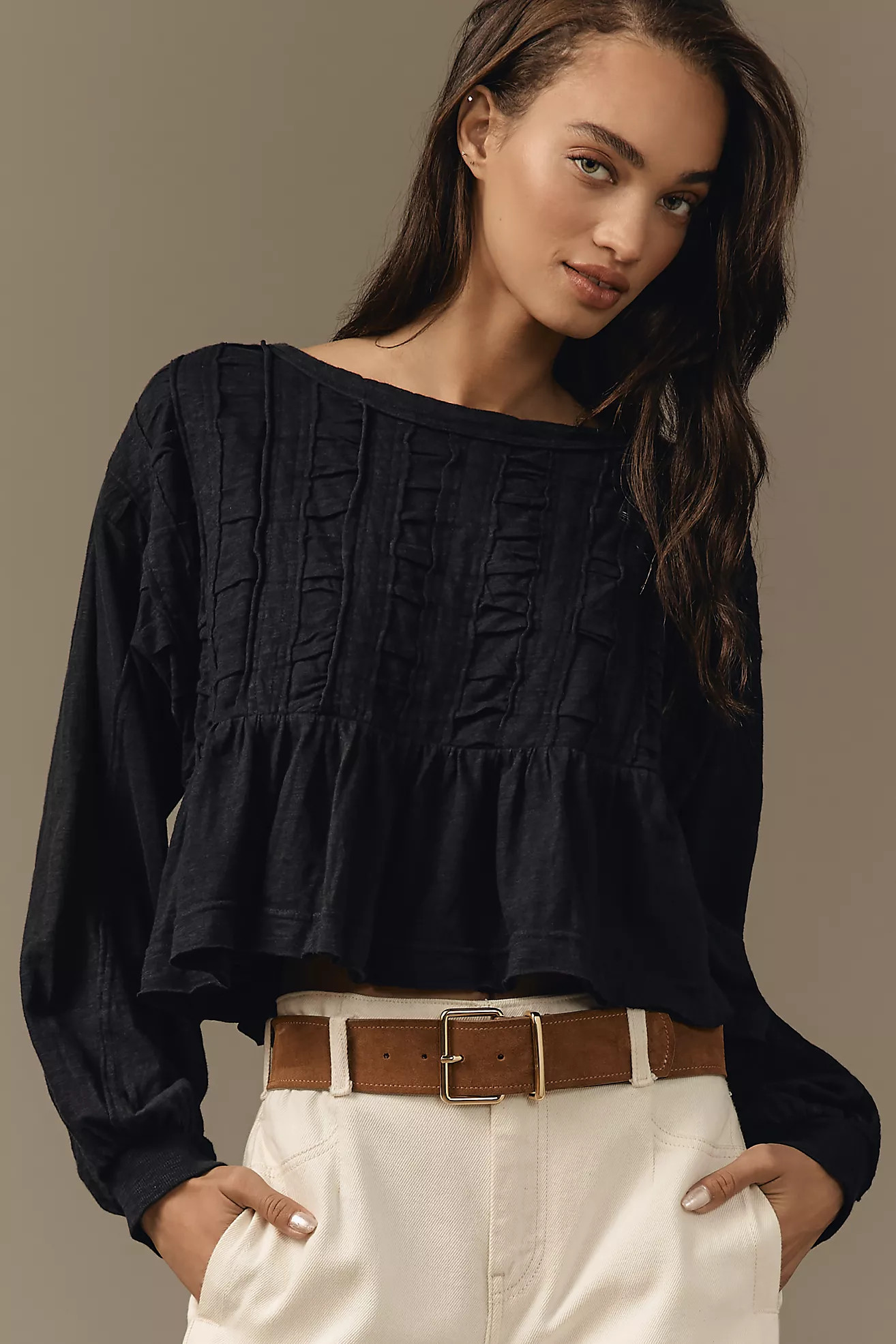 Pilcro Textured Babydoll Top | Anthropologie (US)