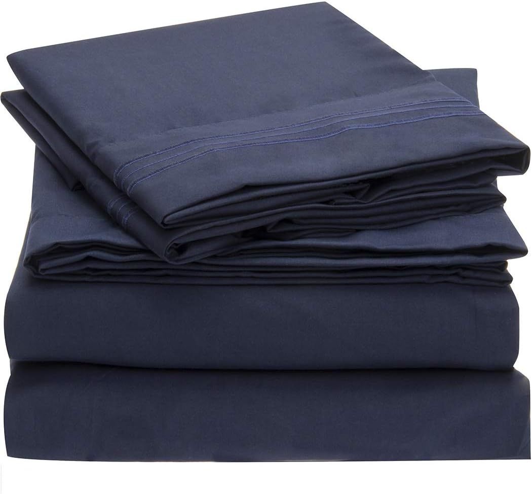 Mellanni Bed Sheet Set King Size - Hotel Luxury 1800 Bedding Sheets & Pillowcases - Extra Soft Co... | Amazon (US)