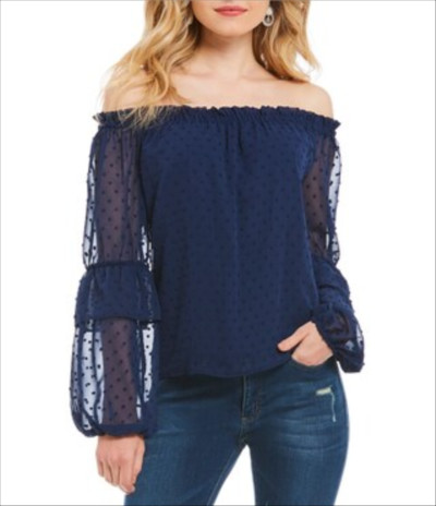 Buffalo by David Bitton Off-the-Shoulder Ruffle Bubble Sleeve Peasant Blouse