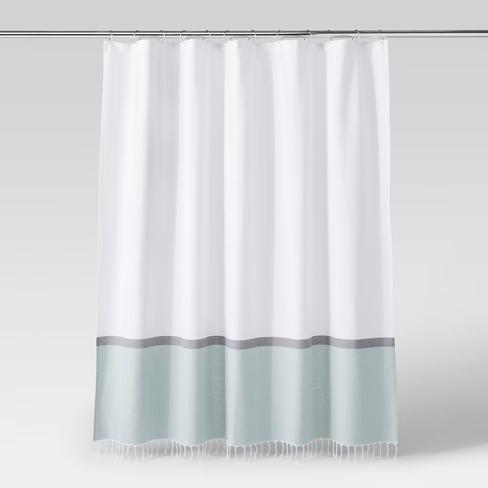 Woven Shower Curtain Green/White - Project 62 | Target
