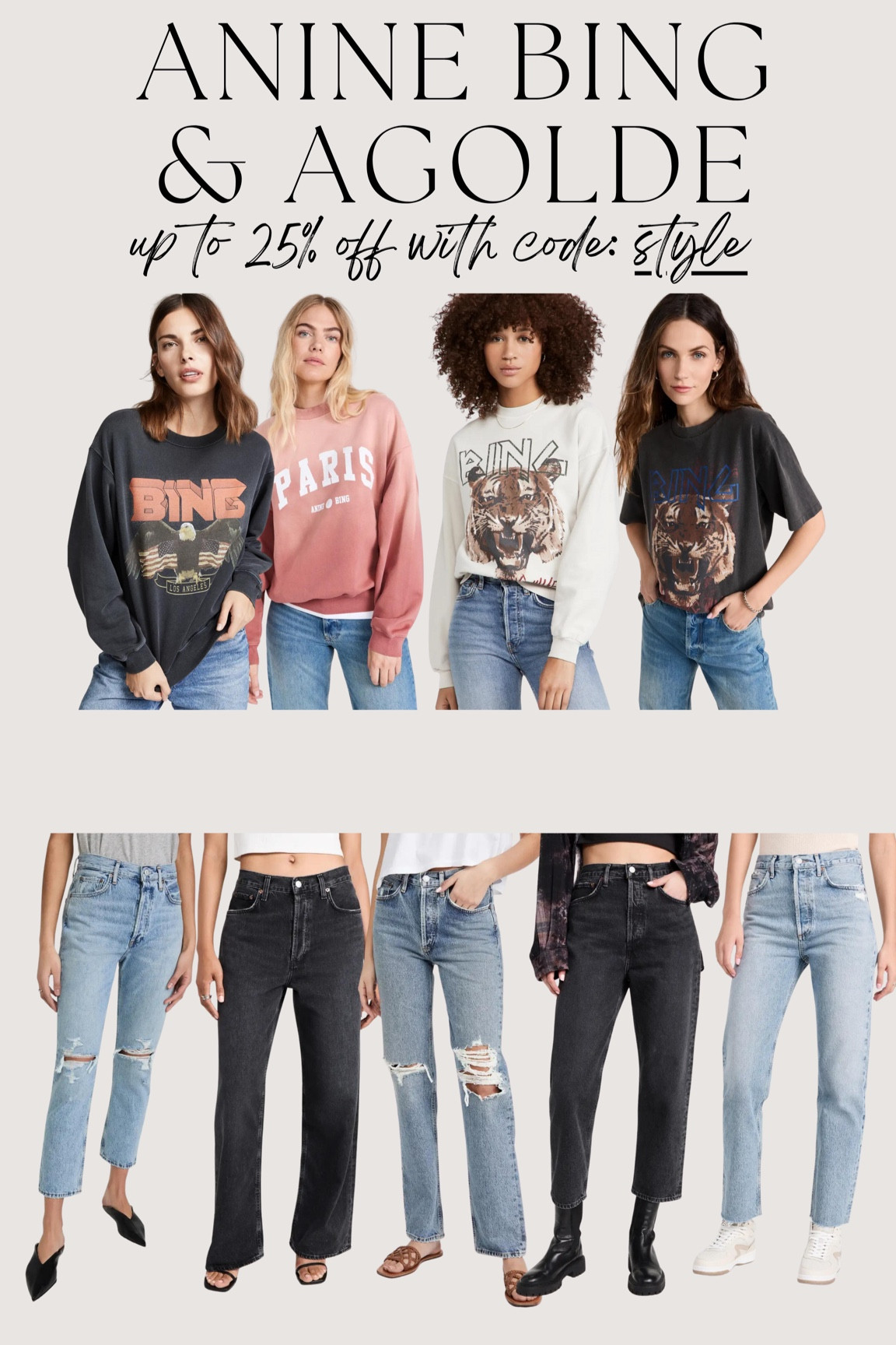 Agolde and Anine Bing on sale with code STYLE

shopbop sale, agolde jeans, anine bing crewneck, fall style 

#LTKGiftGuide #LTKsalealert #LTKHolidaySale