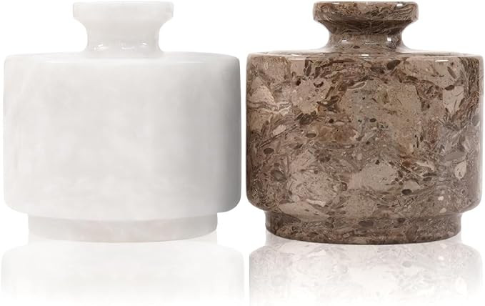 Marble Salt Cellar with Lid 3" White and Oceanic Celtic Salt & Pepper Containers Home & Kitchen, ... | Amazon (US)