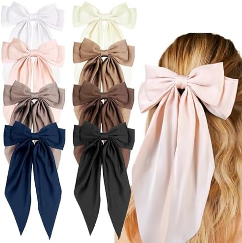 Hair Ribbon Clips with Long Tails - 8 PCS Cute Vintage Accessories for Women and Girls | Amazon (US)
