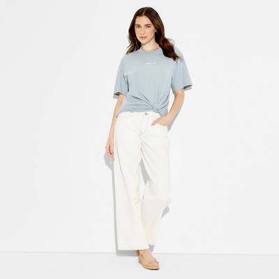Women's Oversized Short Sleeve Crewneck Graphic T-Shirt - Wild Fable™ Slate Blue Fish M | Target