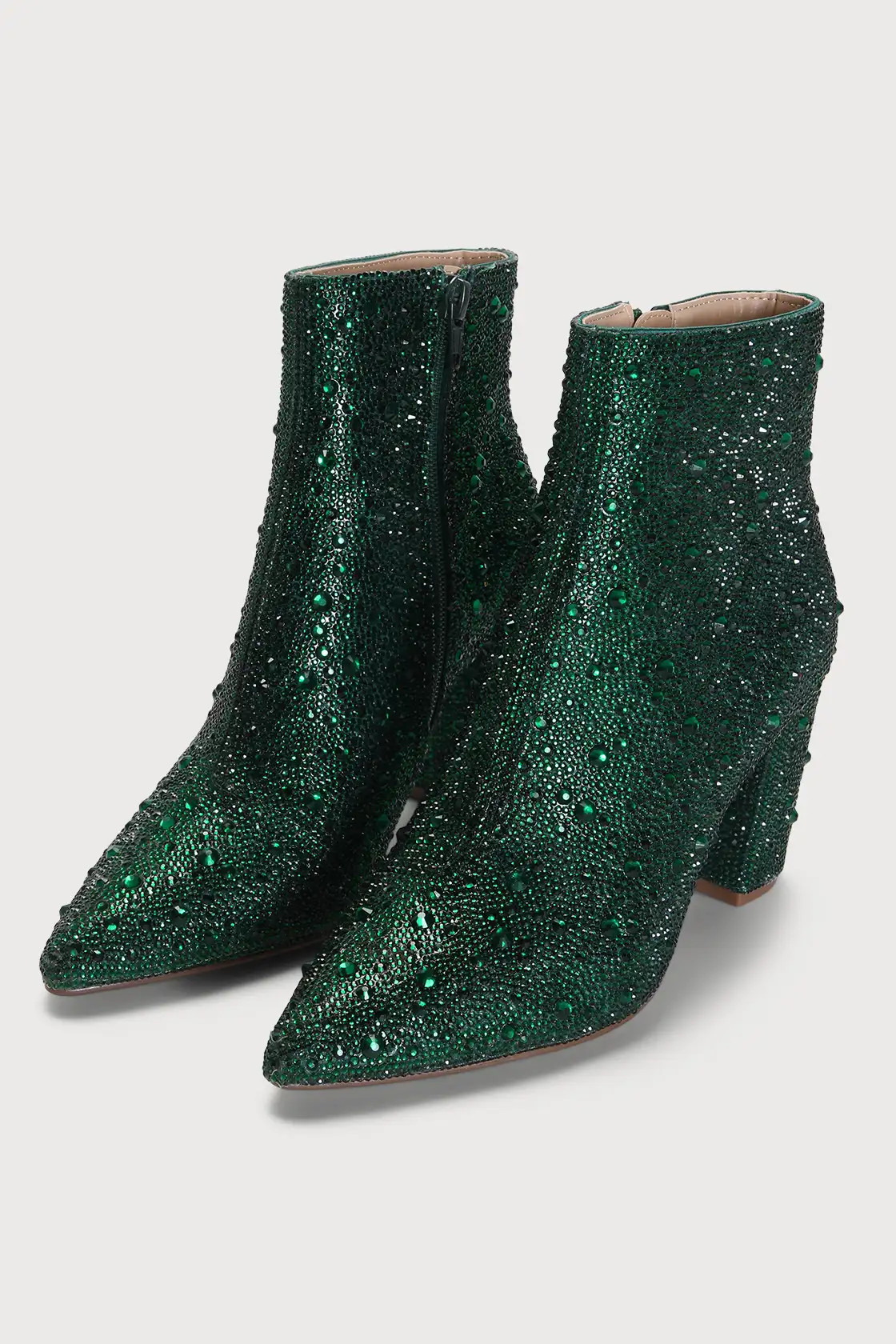 Cady Emerald Rhinestone Ankle Booties | Lulus (US)