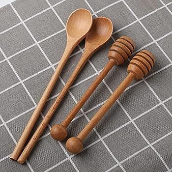 Amazon.com: 2pcs 6inch Honey Dipper Stick,2pcs 7.87inch Long Handle Coffee Stirring Spoons,Beech ... | Amazon (US)