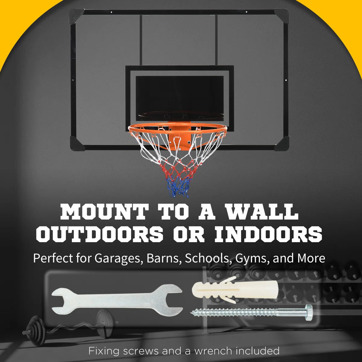 dingdangxiang Soozier Wall Mounted Basketball Hoop with 45"x29" Shatterproof Backboard for Indoor... | Wayfair North America