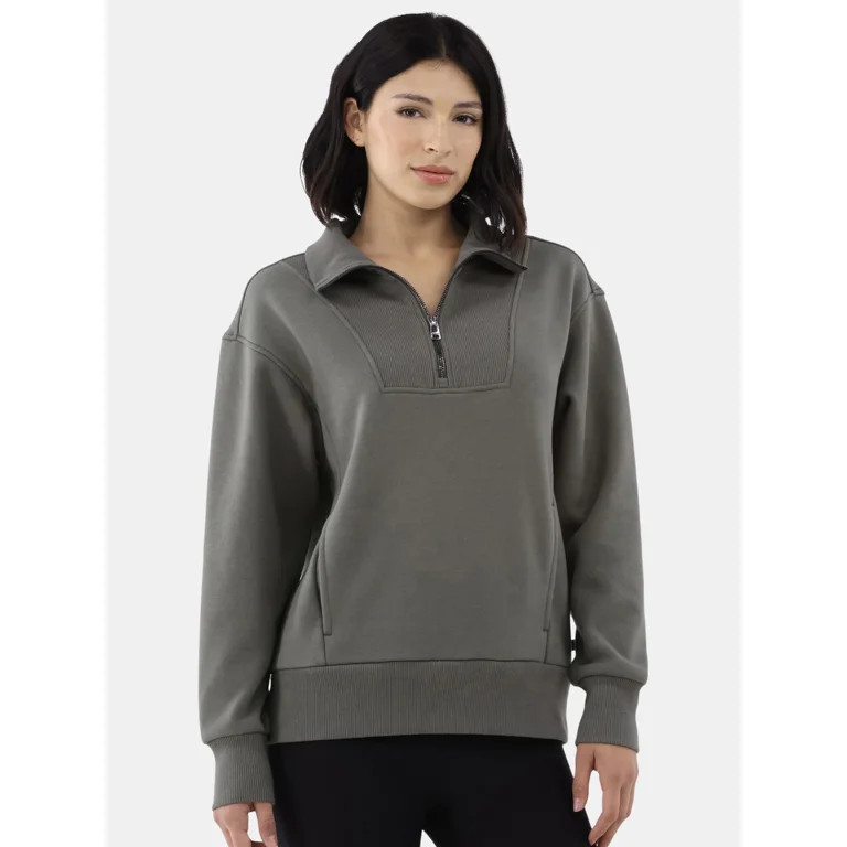 Avia Women's and Women's Plus Fleece-Lined Quarter-Zip Pullover, Sizes XS-4X | Walmart (US)