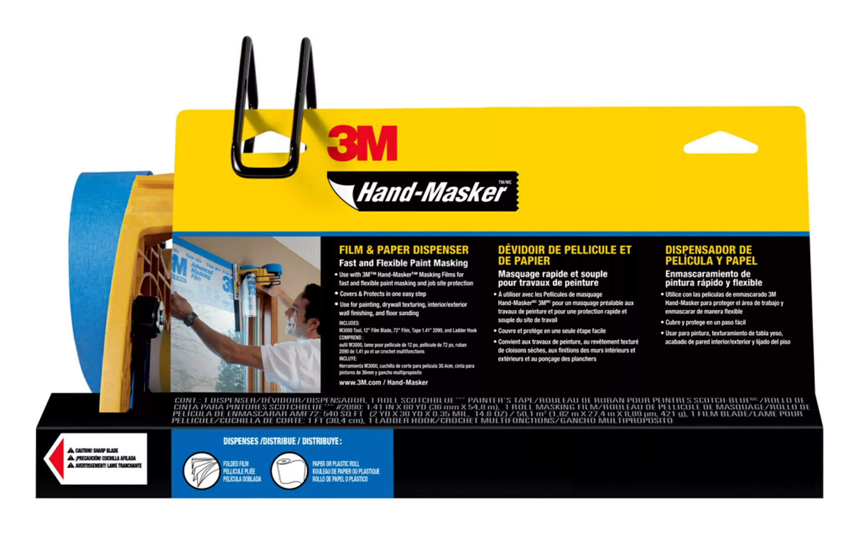 3M Hand-Masker Painter's Tape and Paint Masking Film Dispenser Kit, 1 Kit