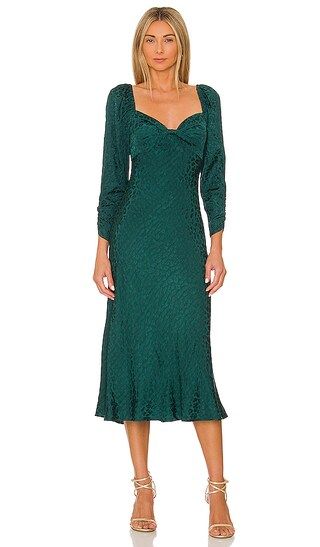 Cheyanne Midi Dress in Dark Jade Green | Revolve Clothing (Global)