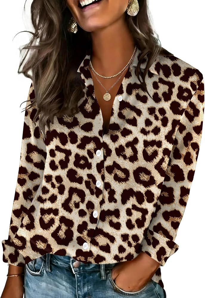 Zeagoo Womens Button Down Shirts Lantern Long Sleeve Blouse Business Casual Work Tops Floral Prin... | Amazon (US)