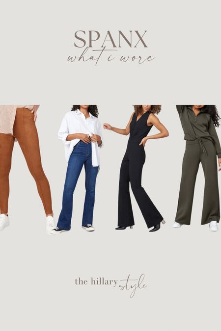 Loving my new capsule wardrobe from Spanx!  The Faux Suede leggings, Flate Denim, best Jumpsuit ever, Best Button Doen ever and AirEssentials set are my favorite new fashion find. 

I am wearing an XS in all pieces 

#LTKfamily #LTKfit #LTKstyletip