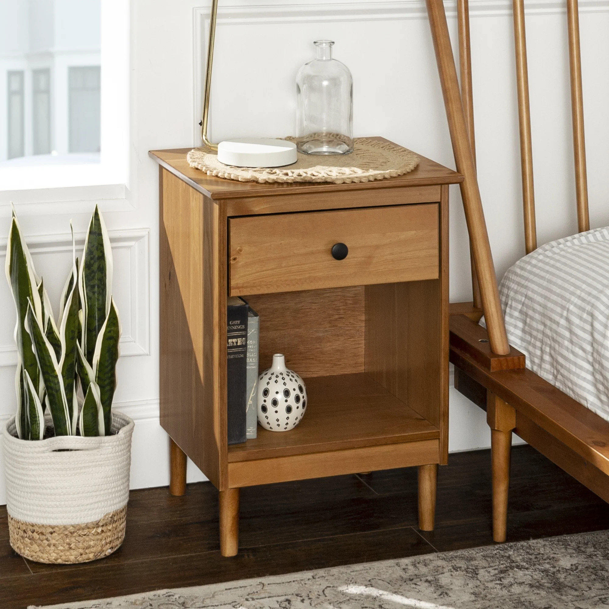 Bellamy Studios Wright Mid-Century Nightstand, Caramel | Walmart (US)