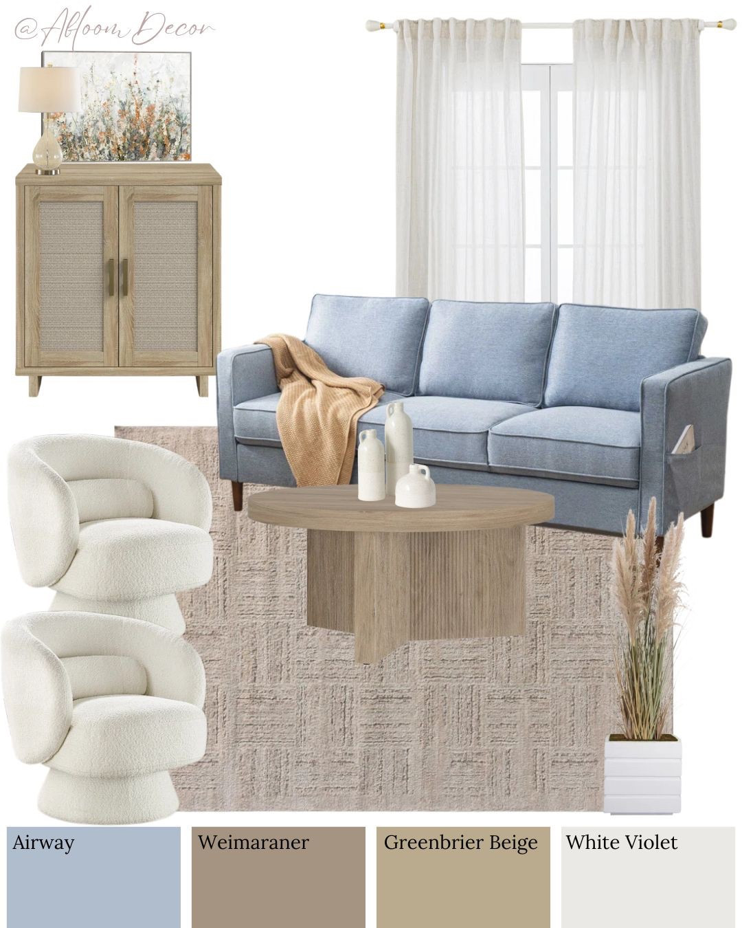 This living room design feels calm and cozy with a soft mix of light blue and warm neutrals. 

#LTKHome