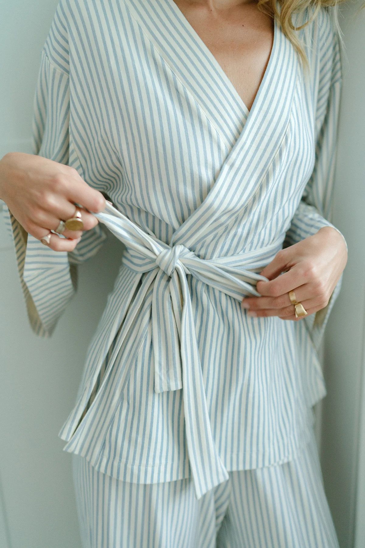 DreamKnit Kimono Pajama Set in Fog | Lake Pajamas