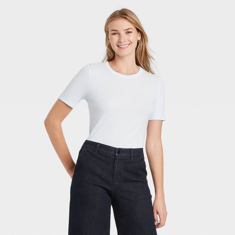 Women's Short Sleeve Ribbed T-Shirt - A New Day™ | Target