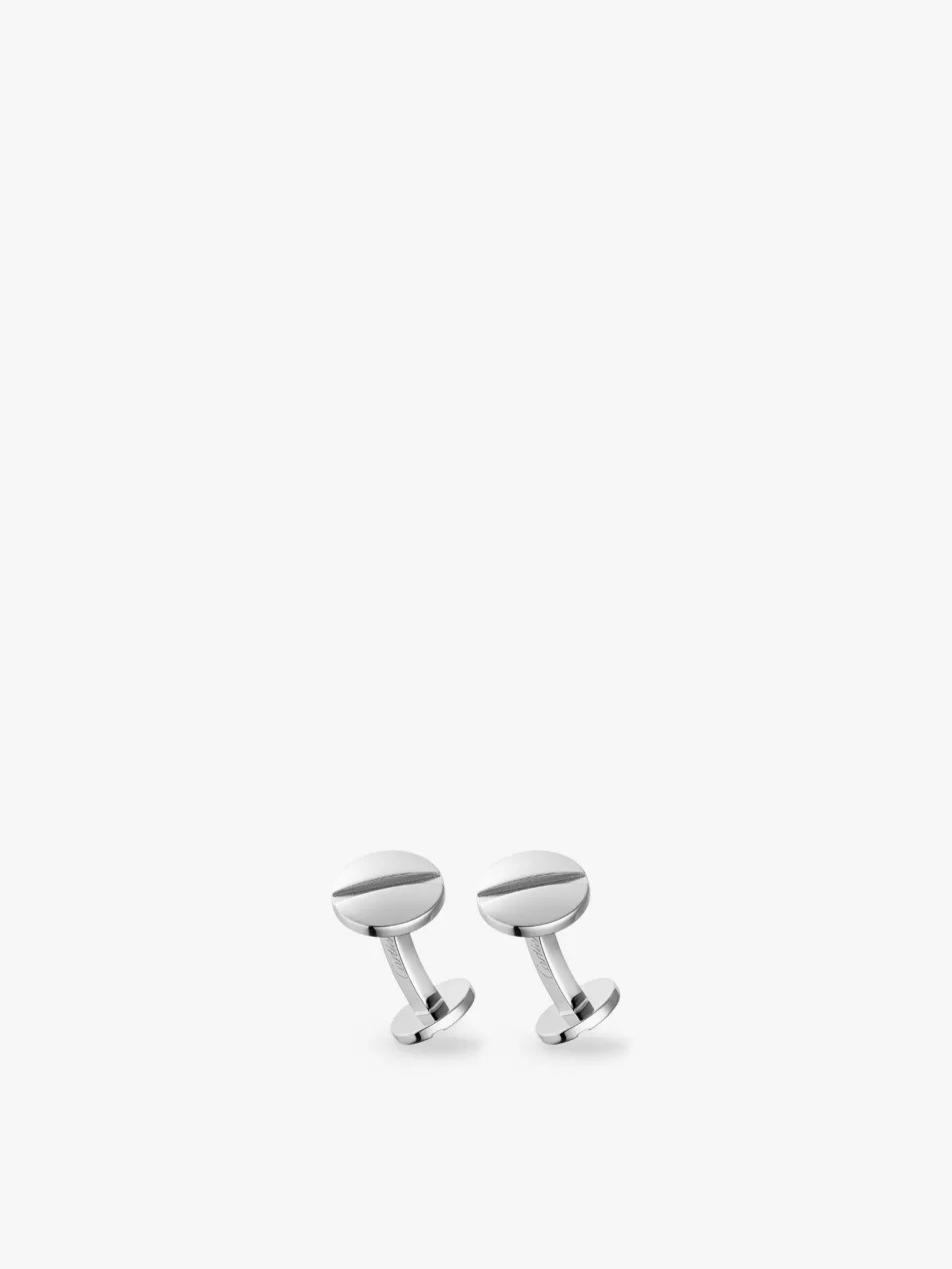 Santos de Cartier screw-motif palladium-plated sterling-silver cufflinks | Selfridges