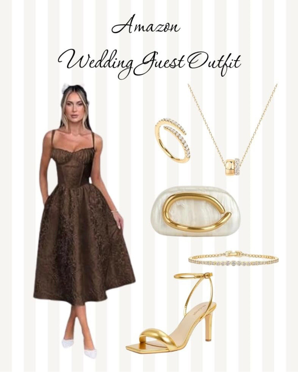 Wedding guest outfit inspo from Amazon! 


Brown wedding guest dress, Amazon gold accessories 

#LTKWedding #LTKStyleTip #LTKFindsUnder100