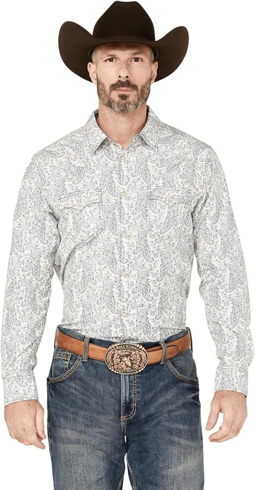 Cody James Men's Dagget Paisley Print Long Sleeve Snap Western Shirt - CJFA23W2-WHT XX- White | Amazon (US)