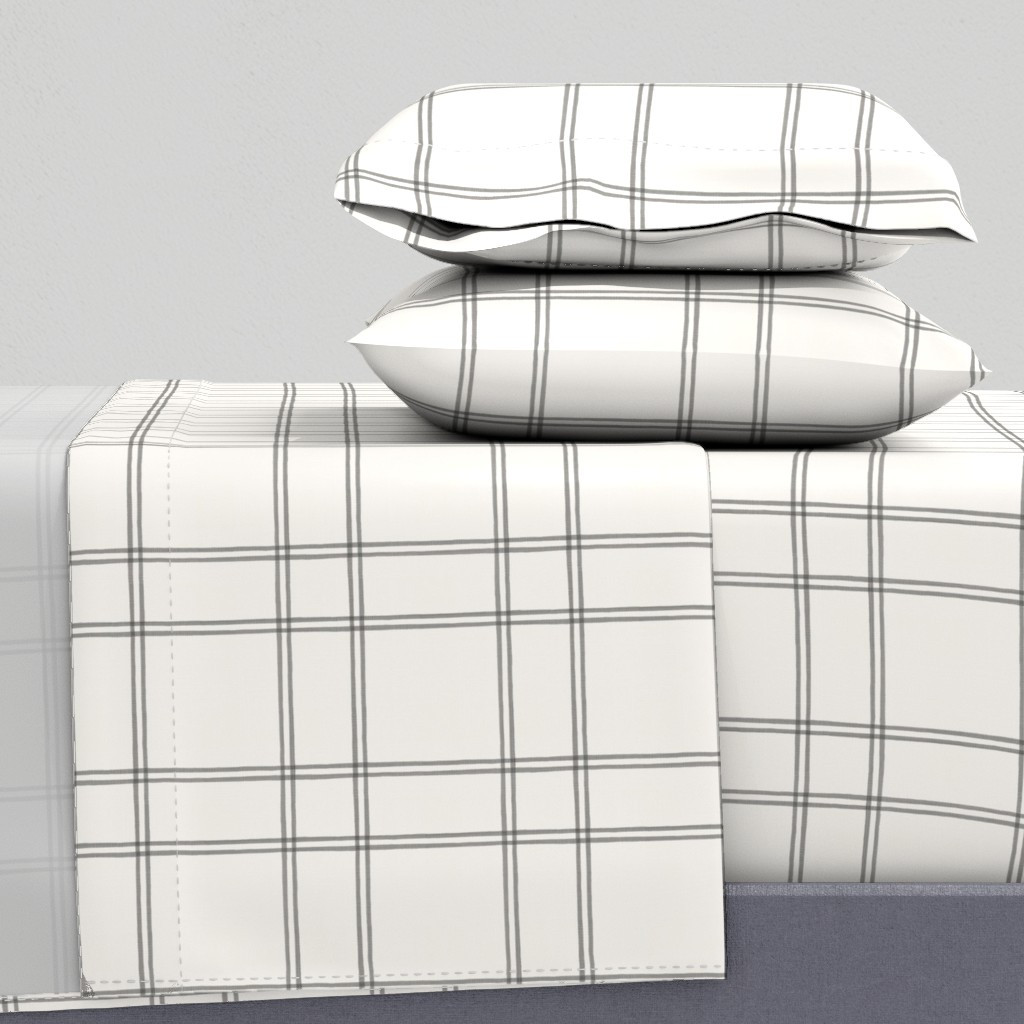 Watercolor double plaid black on cream Sheet Set | Spoonflower | Spoonflower