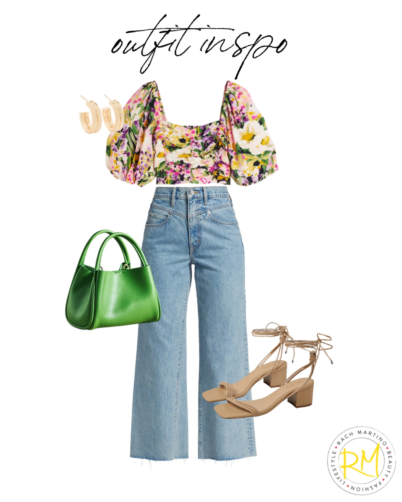 Easy spring outfit idea puff sleeve top and wide leg jeans cropped jeans outfit date night spring look 

#LTKunder50 #LTKsalealert #LTKstyletip