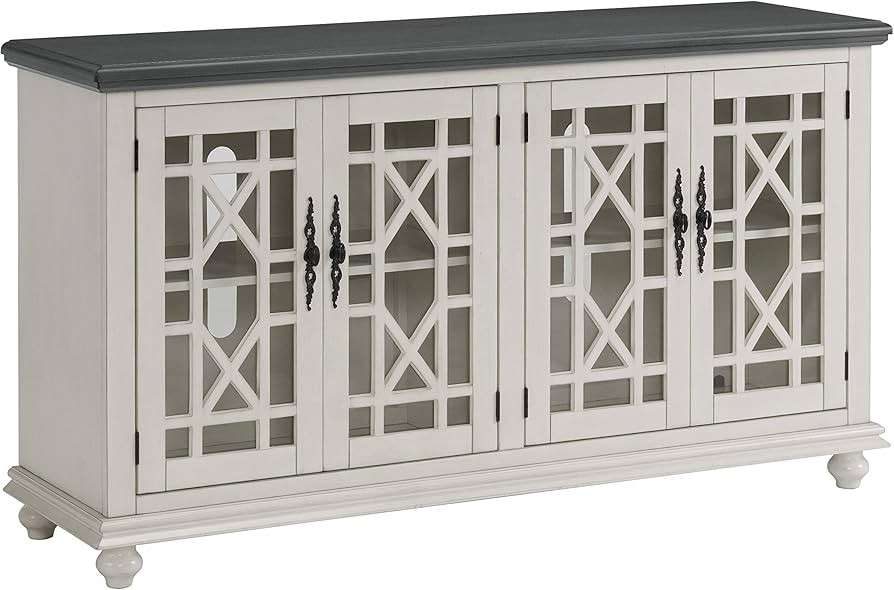 Martin Svensson Home Elegant TV Stand, 63" W x 35" H, White with Grey Top | Amazon (US)