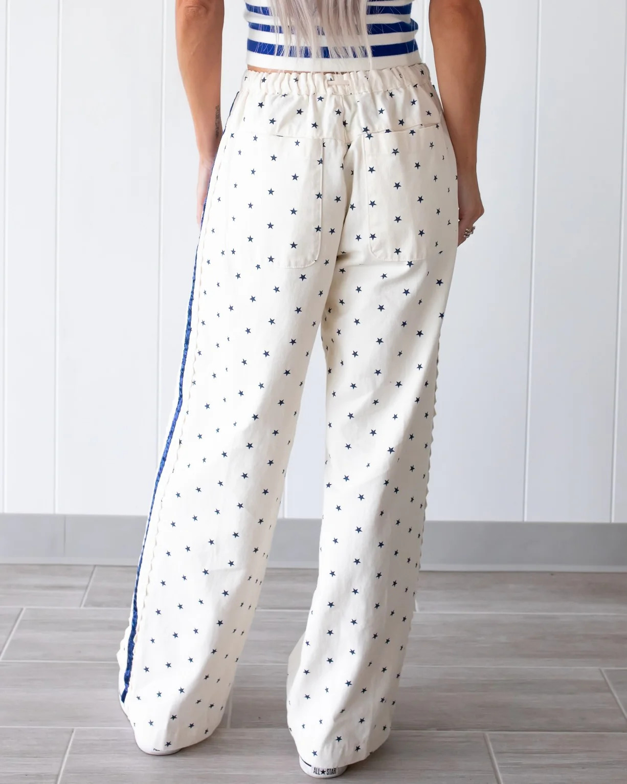 Patriotic Babe Star & Lace Pants - Cream | Bar T Boutique