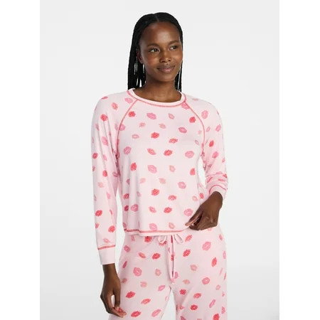 Joyspun Women's Cozy Lounge Collection Hacci Knit Long Sleeve Sleep Top, Sizes XS-3X | Walmart (US)