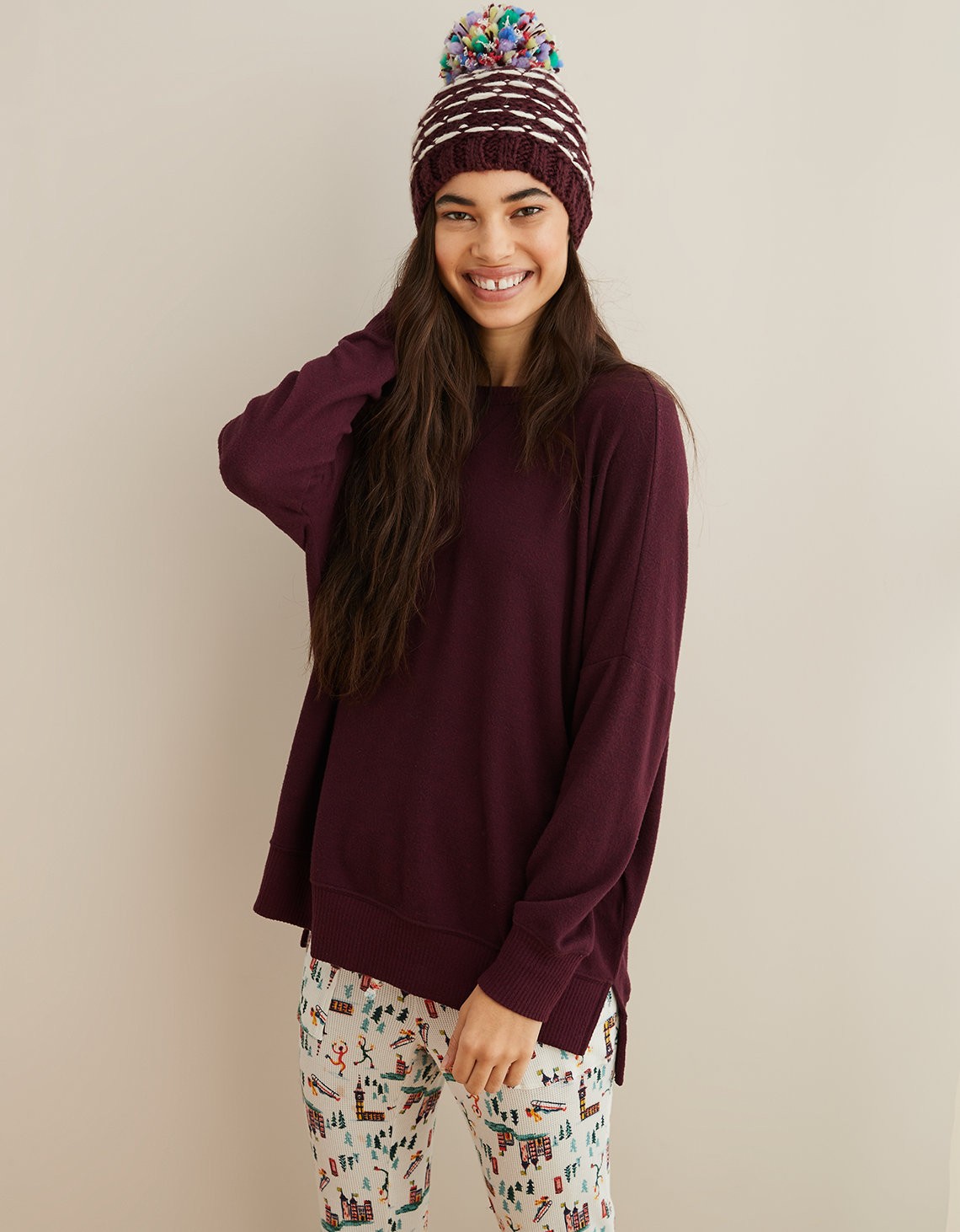 Aerie Plush Hometown Sweatshirt, Deep Plum | American Eagle Outfitters (US & CA)