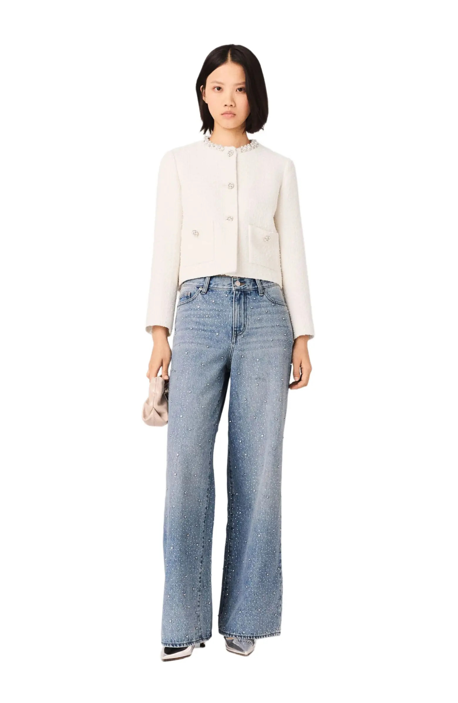 Pearl-trimmed tweed jacket | Nordstrom