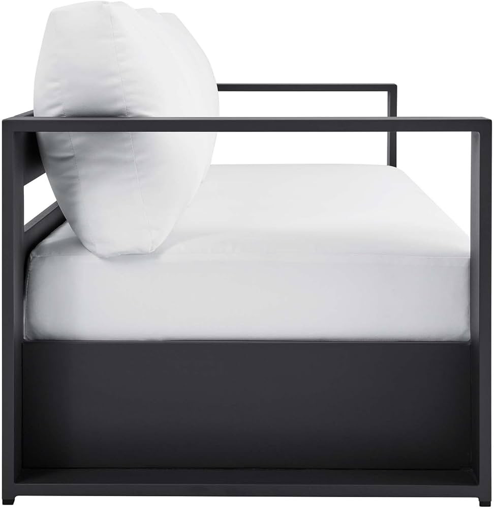 Modway Tahoe Patio Powder-Coated Aluminum Set Outdoor Furniture, Gray White | Amazon (US)