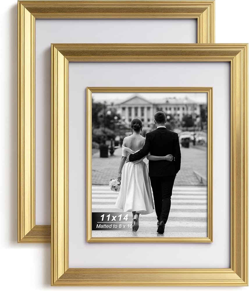 Yaetm 11x14 Gold Picture Frame with Decorative Inner Frame & Tempered Glass, Display 8x10 Photos ... | Amazon (US)