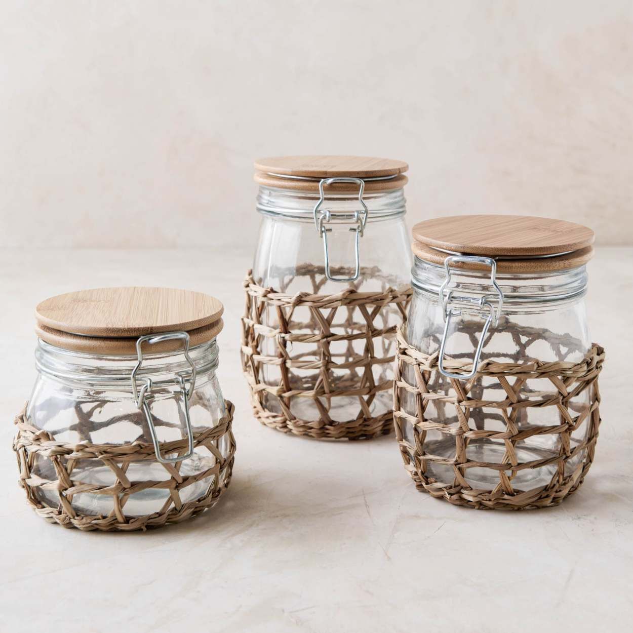 Woven Glass Storage Jar | Magnolia